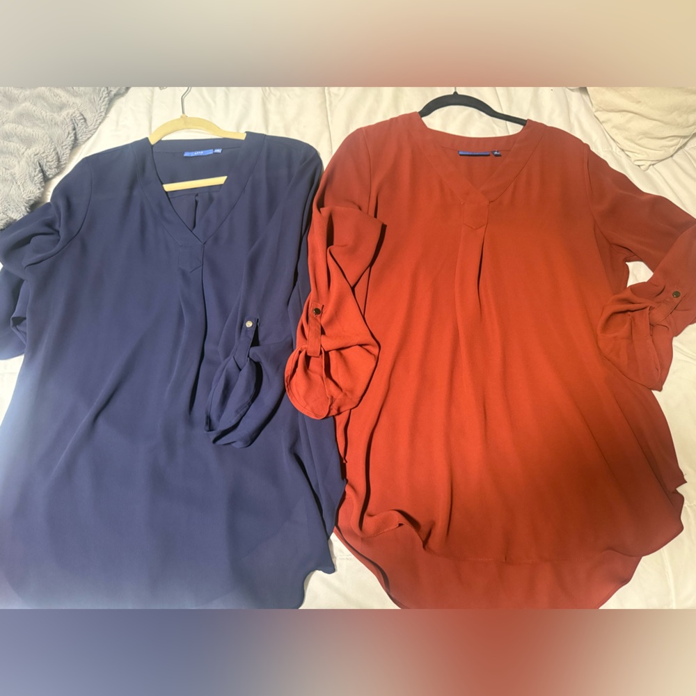 Set of Two Apt 9 Blouses in Blue and Rust